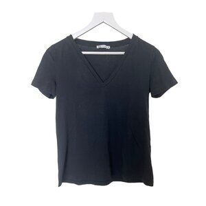 Zara Black V-Neck Short Sleeve Tee